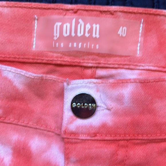 Light Red Tie-dyed Golden Denim Jeans, Size 40 - Picture 2 of 8